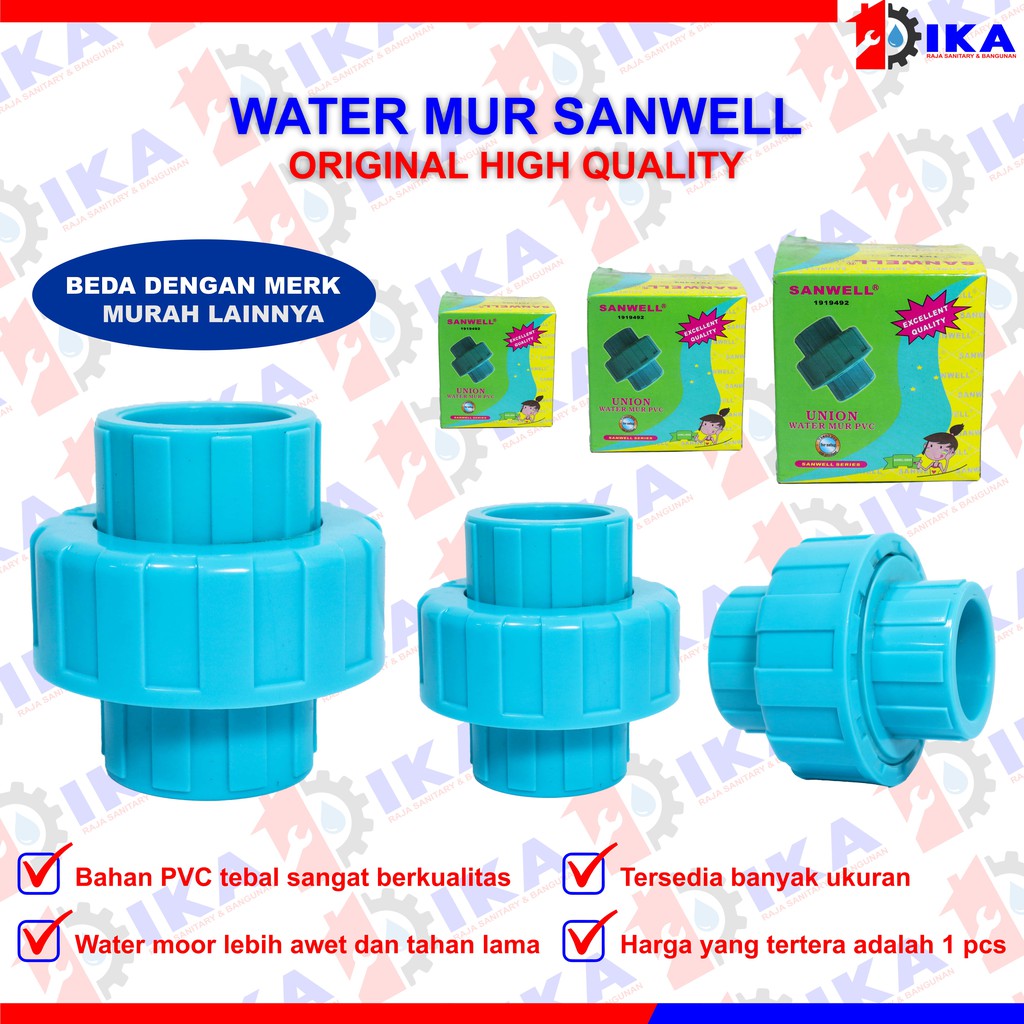 SOK WATER MUR POLOS (MERK SANWELL ORI100%)  1/2 - 11/2 - 11/4 Inch / SAMBUNGAN PIPA KUALITAS BAGUS