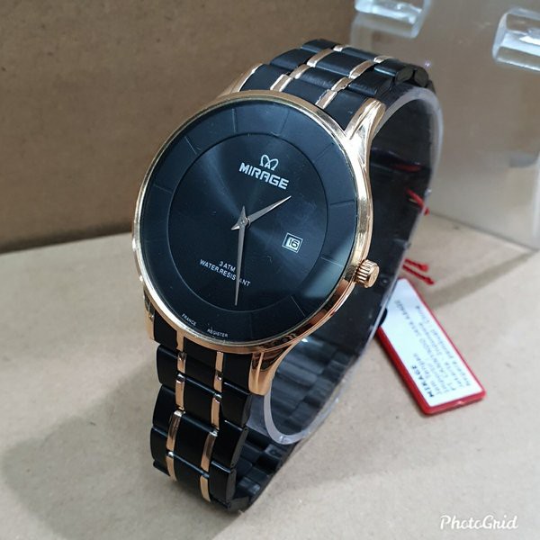 Jam Tangan Pria Mirage 8670 Hitam Rosegold Original