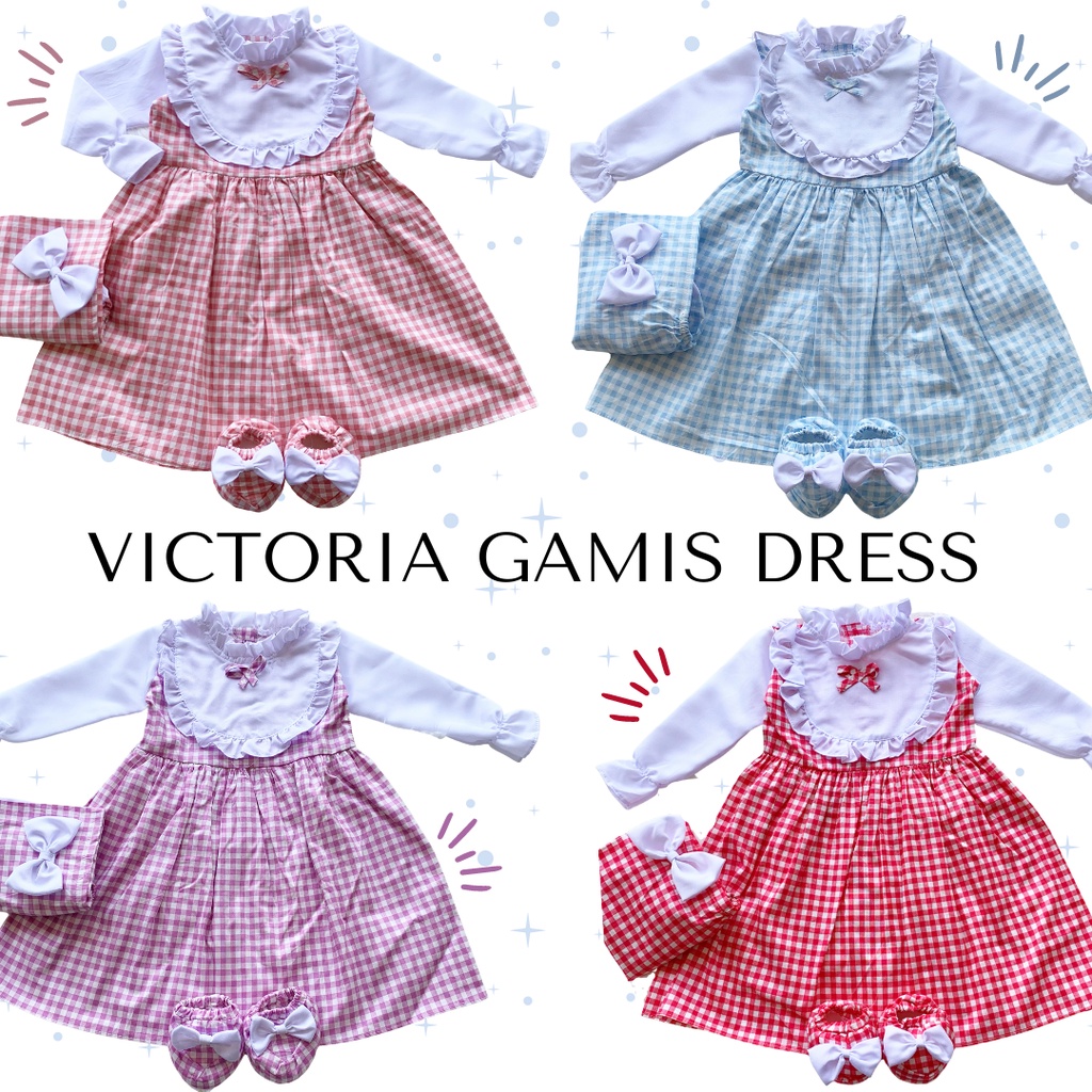 dress muslim gamis balita bayi hijab beatrice perempuan 0-12 bulan VICTORIA gamis dress motif kotak katun 1 2 3 4 tahun dress ruffle anak balita