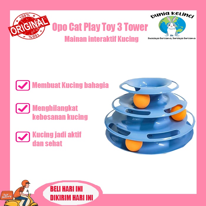 MAINAN KUCING INTERAKTIF OPO CAT PLAY TOY 3 TOWER BOLA TRACK