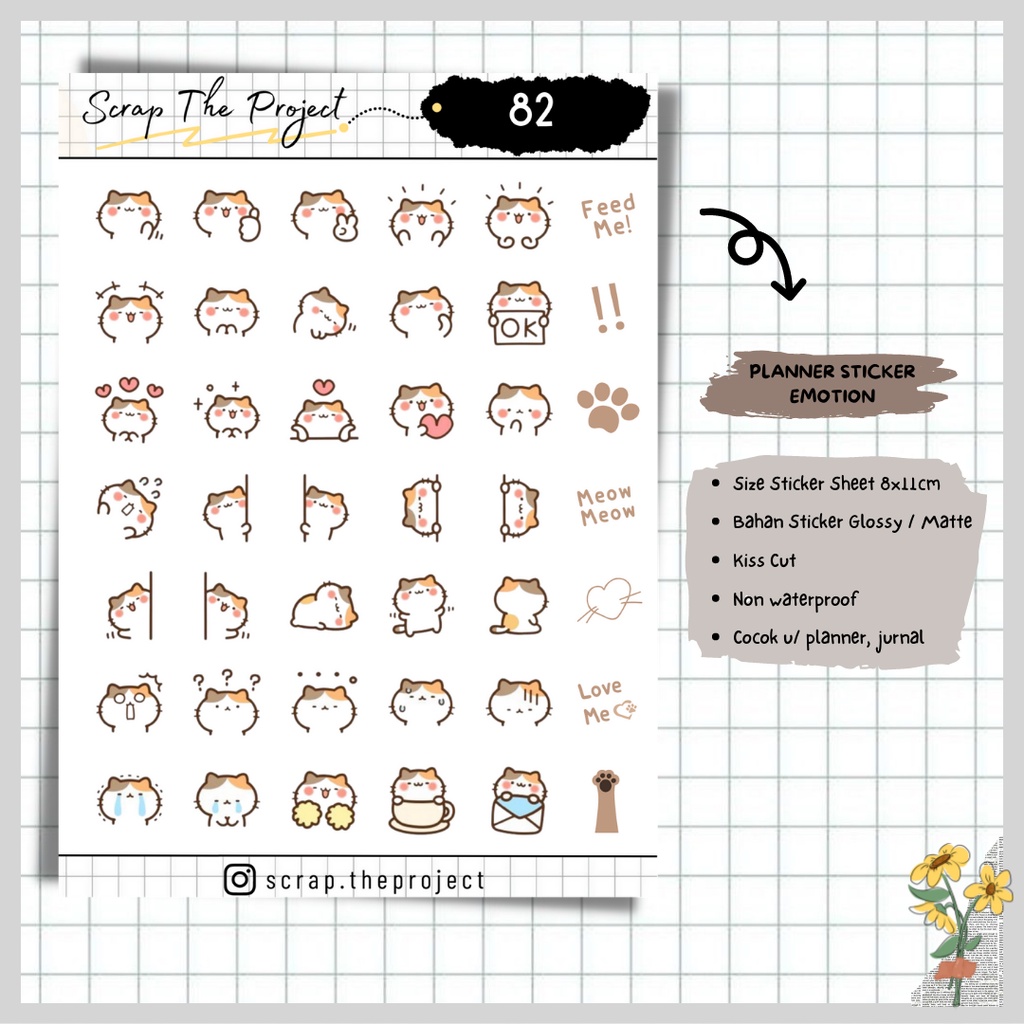 

STICKER PLANNER JOURNAL / STICKER EMOTICON CAT / STP - 82