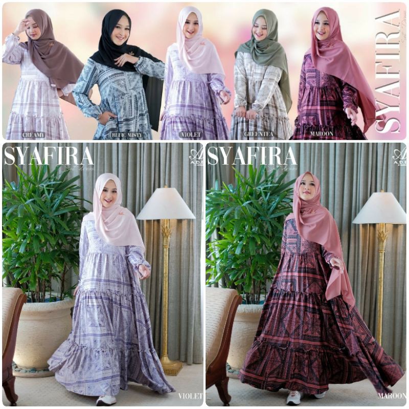 Syafira Dress Free Bross Aa by Aden Hijab (Siap Kirim) | Gamis Motif Adem