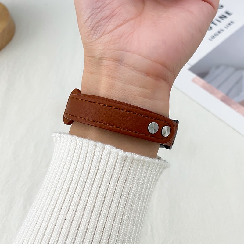 Leather Strap Mi Band 3 4 5 6 Tali Jam Pengganti