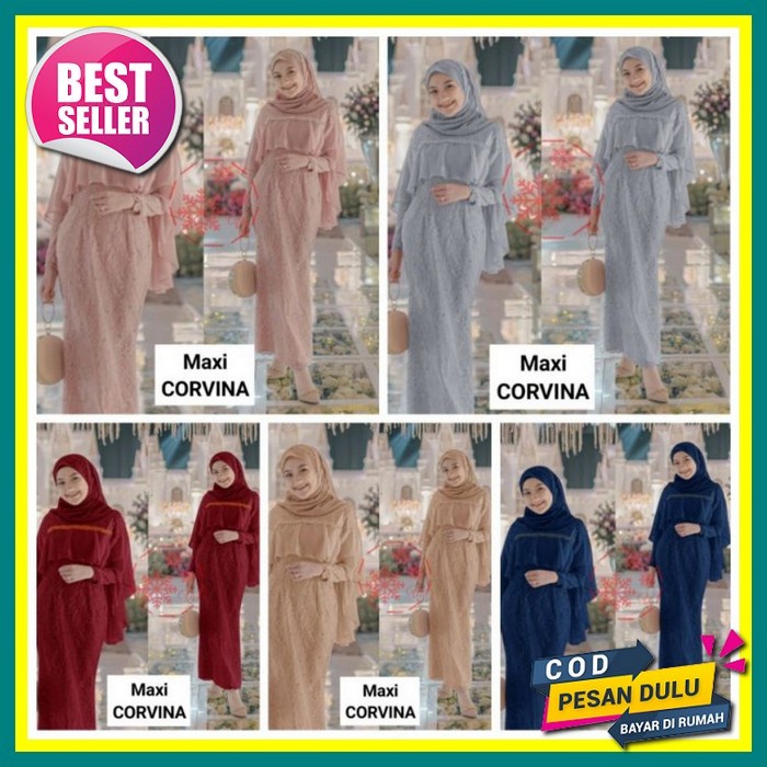 Baju Gamis Gaun Dress Muslim Pesta Kondangan Lamaran Akad Nikah Pengantin Wanita Remaja Dewasa Terba