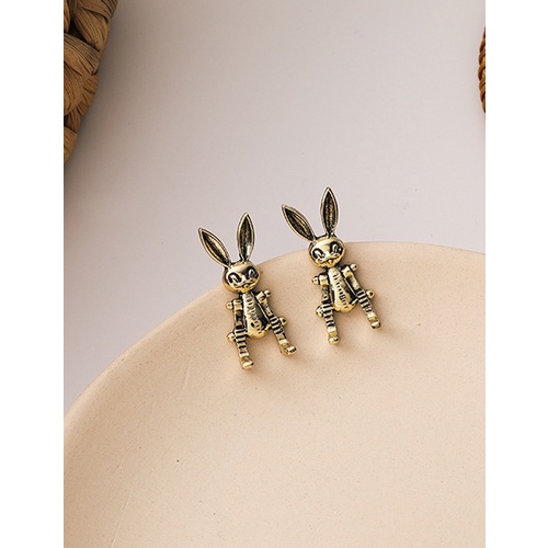 LRC Anting Tusuk Fashion Gold Color Rabbit Alloy Distressed P33307