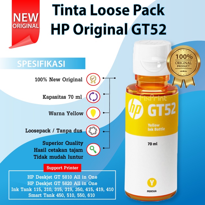 Tinta Printer HP GT51 GT52 GT-51 GT-52 GT 51 52 Refill Inktank 115 315 415 319 419 410 FT5810 GT5820 500 515 610 615 650 720 750