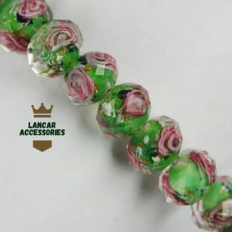 COD✅ Bahan Craft Batu Bunga Murano - Bahan Gelang Lampwork Murano Cutting - Batu Ceko Murano