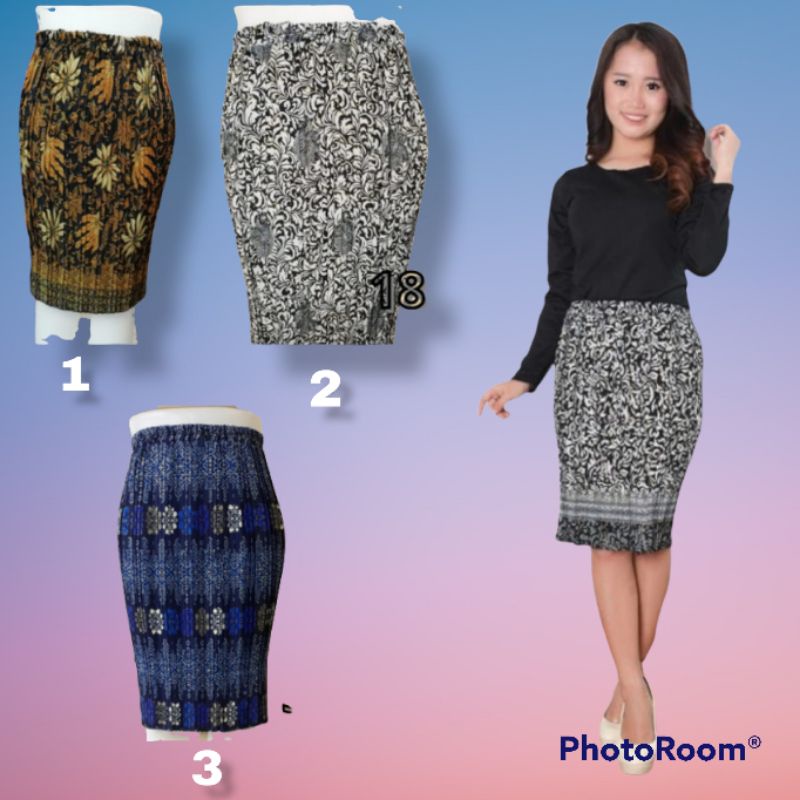 rok plisket batik pendek