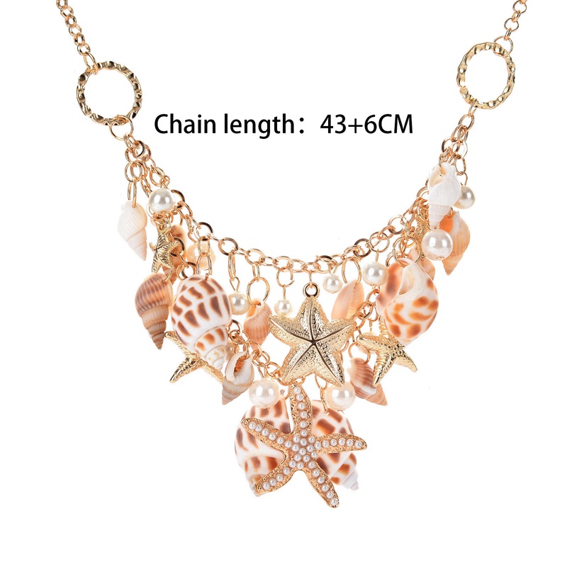 Kalung Rantai Multi Layer Liontin Bintang Lautkerangmutiara Imitasi Untuk Wanita