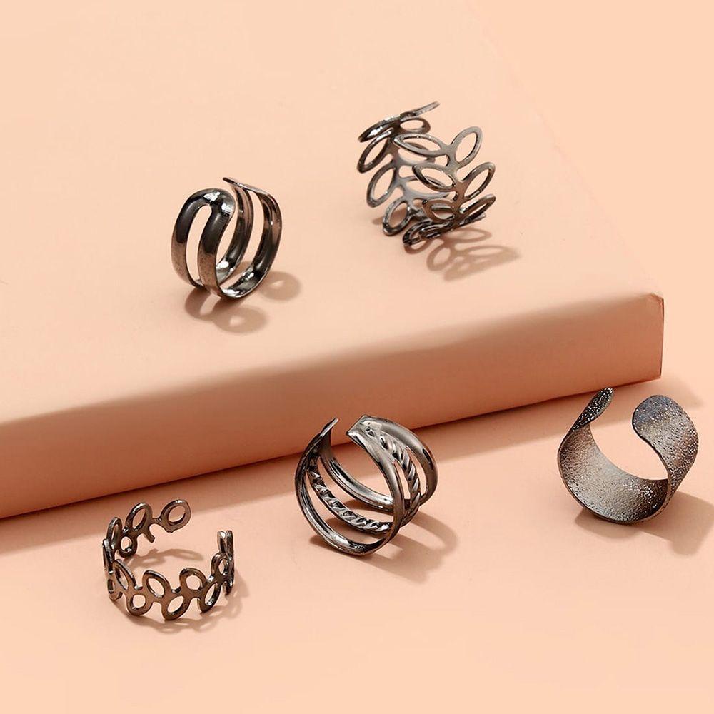 REBUY Rebuy Earring Set Berongga Fashion Perhiasan Hadiah Multi-layer Gadis Tanpa Tindik Gaya Korea Earrings