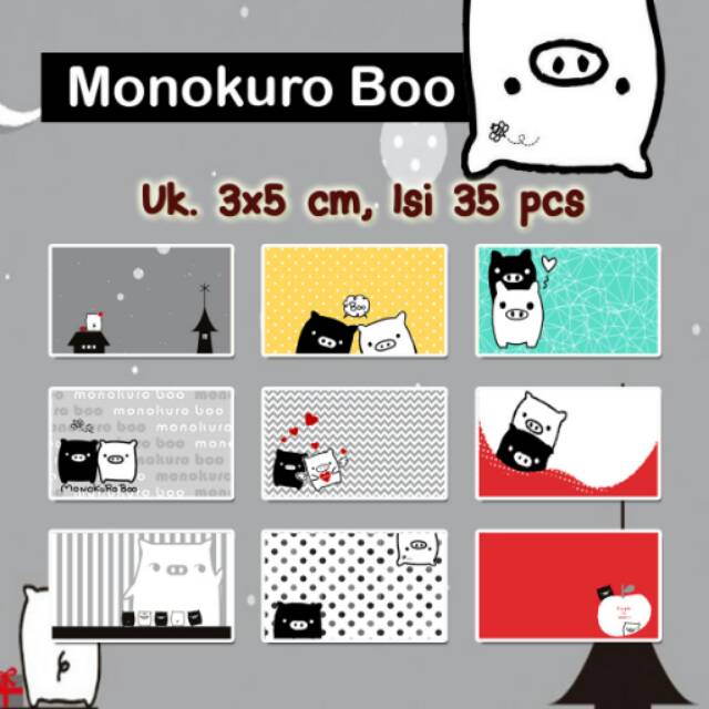Stiker label nama tipe B Monokuro boo