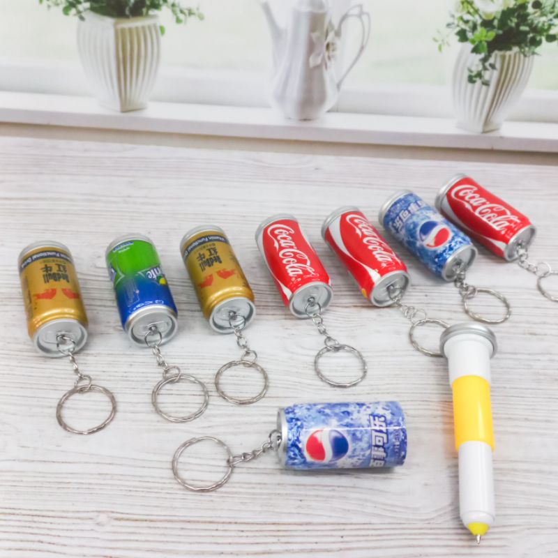 Gantungan Kunci Isi 12Pcs Miniatur Minuman  Kaleng Pulpen