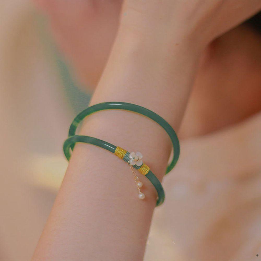 AUGUSTINA Hetian Jade Bracelet Elegant 2PCS/Set Flower Minimalism National Style Wedding Jewelry Chinese Style Jewelry