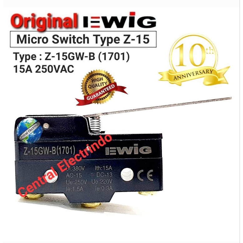 Limit Switch Micro Switch Z15-GW-B 15A 250VAC 1NO 1NC EWIG.