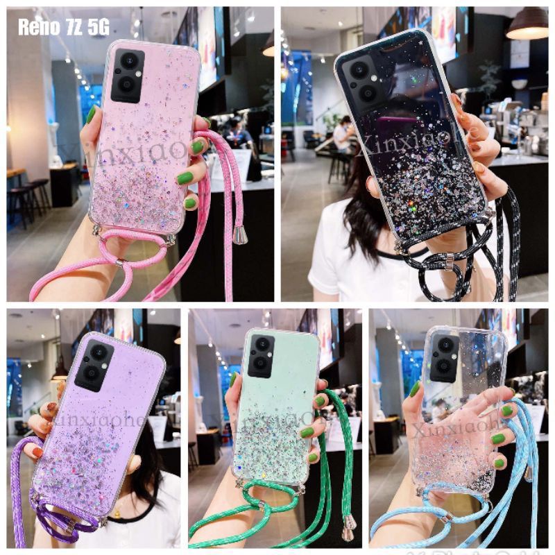 Case Tali Nagita Oppo Reno 7 4G/ Reno 6 4G/Reno 6 5G/Reno 7Z 5G/A96 5G Lanyard Glitter Gantungan