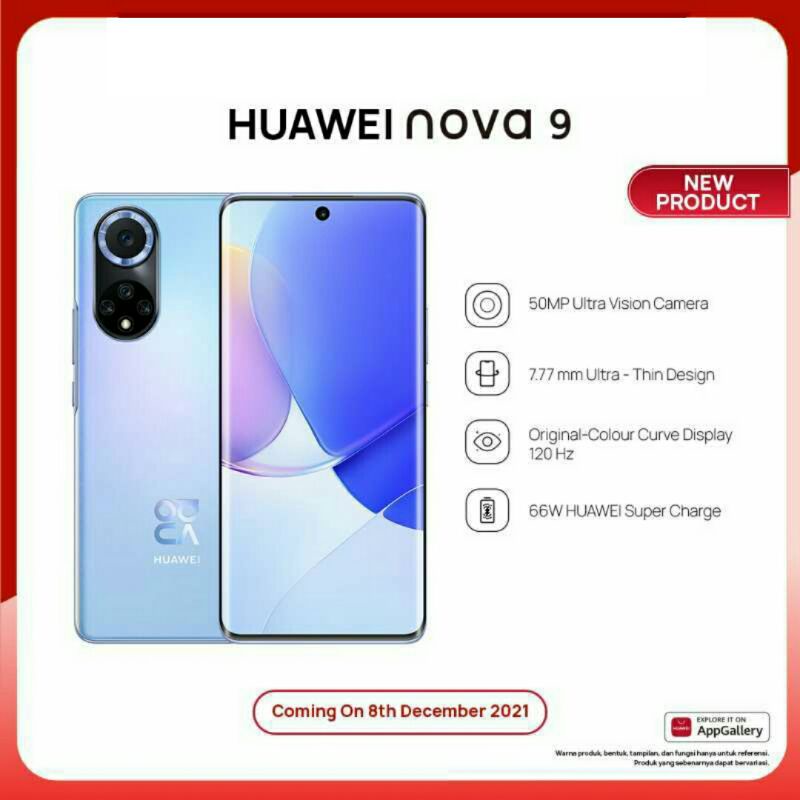 HUAWEI nova 9 Smartphone RAM 8+256GB | 50MP RYYB super sensing photography | 120Hz eye-protected end