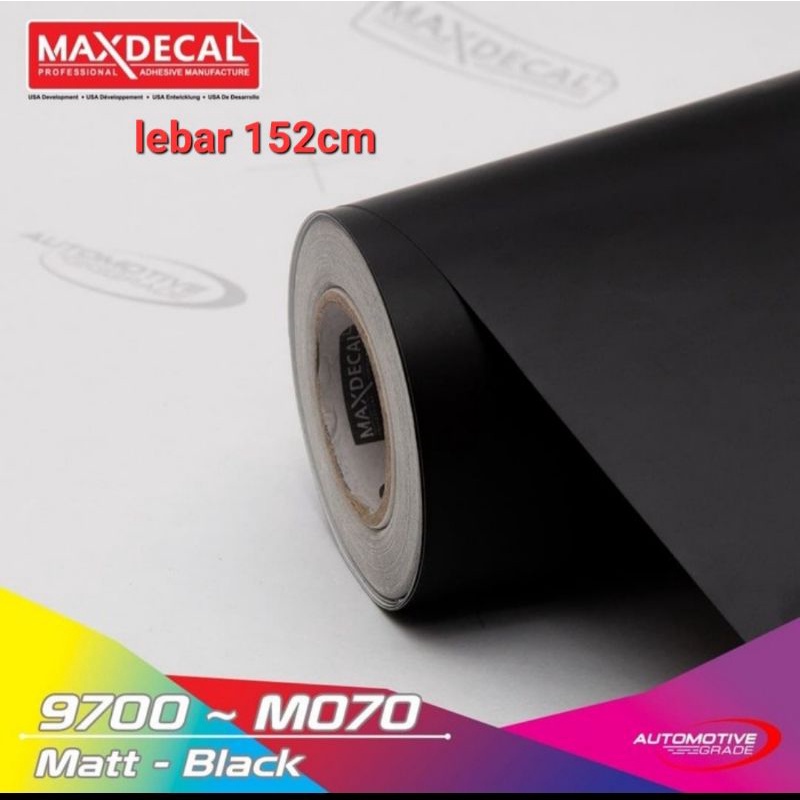 Sticker Maxdecal lebar 152CM 9700 G070 M070 Black Gloss / Glossy Matt / Doff Hitam Doff 152 cm Wraping Mobil