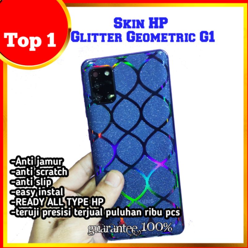 garskin hp + garskin camera Glitter geometric G1 anti jamur all type all merek ready