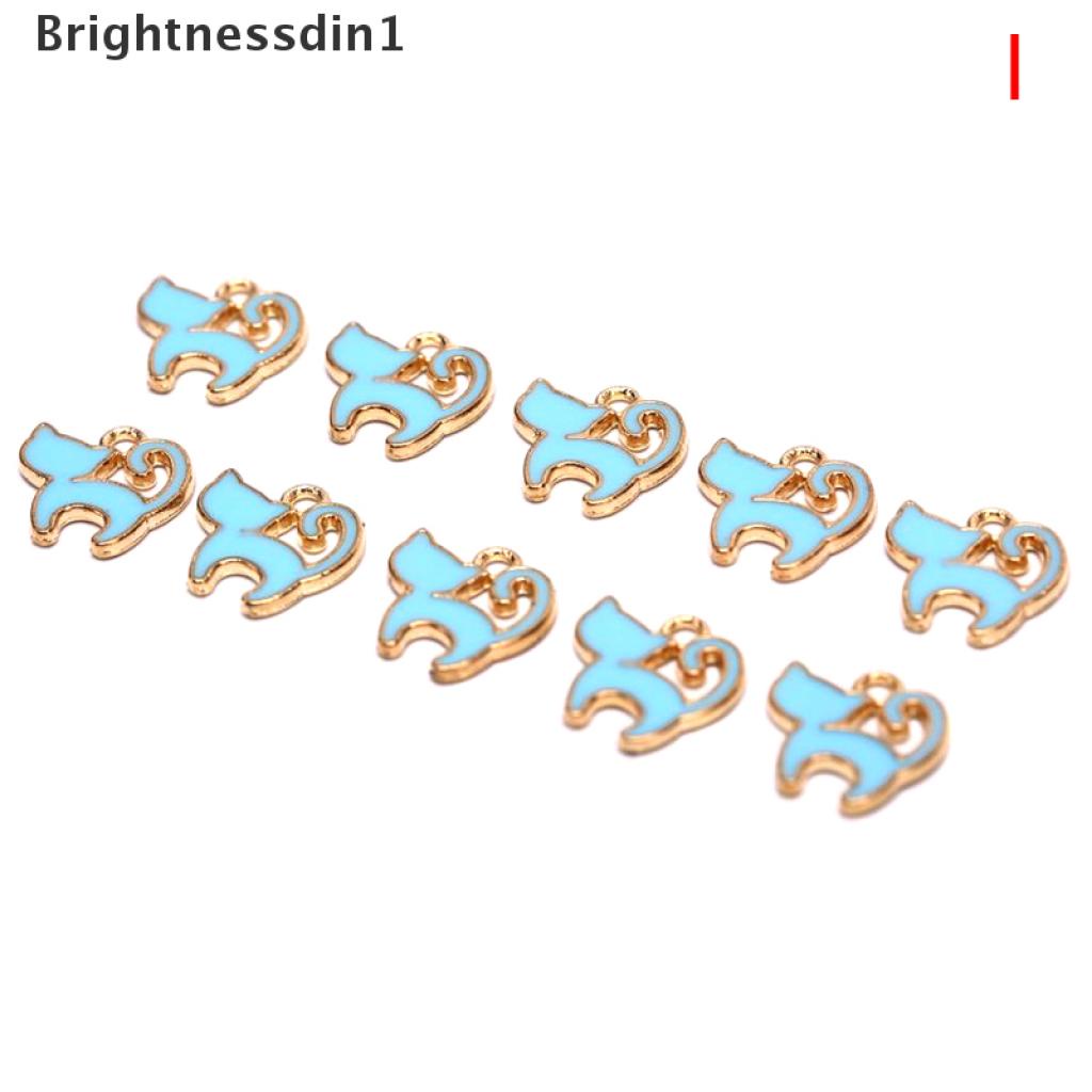 10pcs / set Liontin Enamel Bentuk Kucing Bahan Alloy Untuk Membuat Perhiasan