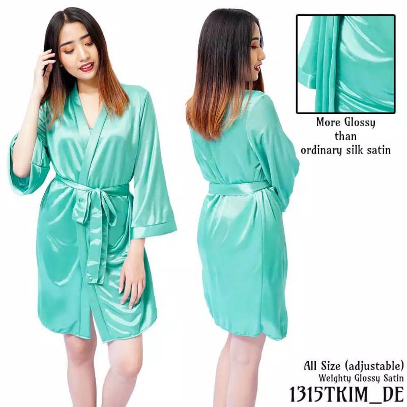 Kimono wanita sexy all size satin baju tidur tosca 1315TKIM