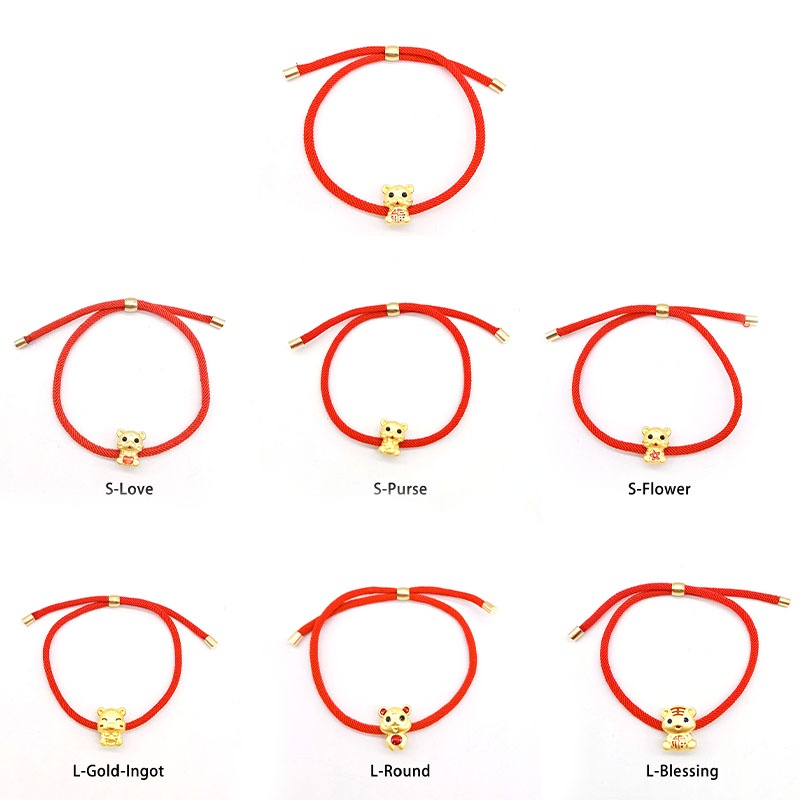 1 Pcs Fashion Korea Gelang Tail Merah Disesuaikan Harimau Zodiak Tahun Baru Bracelet- olo