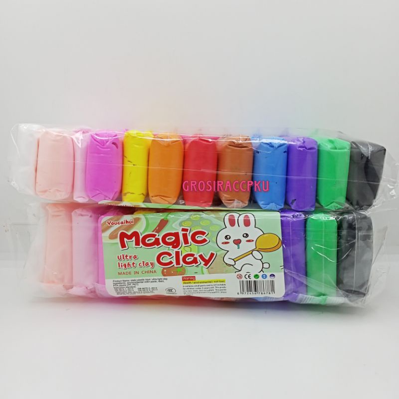 Clay Mainan Anak isi 12 Warna Clay Dough Clay Magic  Polymer Clay