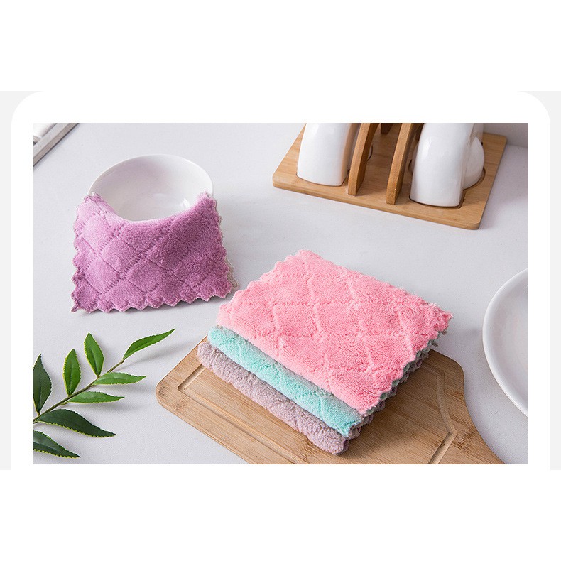 Kain Lap Meja Piring Serbet Dapur Anti Minyak Kain Lap Microfiber Serbaguna Lap Tangan Berkualitas