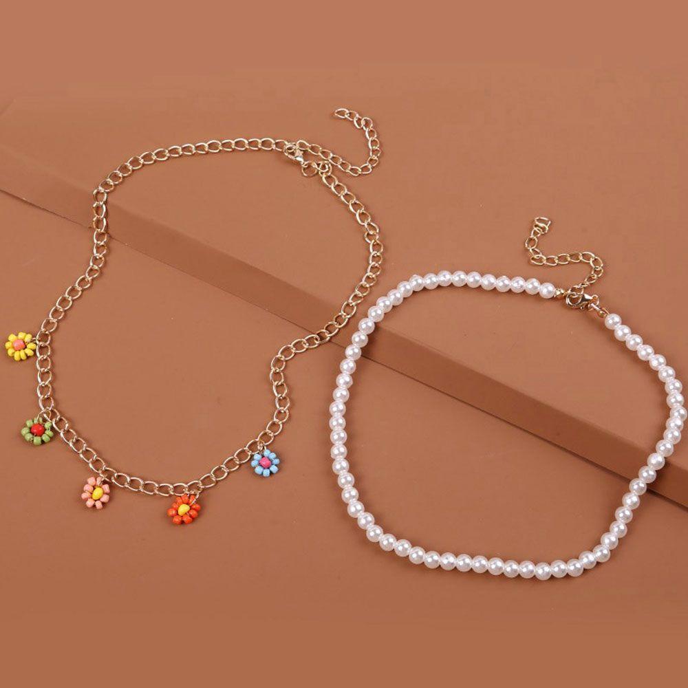 Solighter 2pcs/set Kalung Perhiasan Baru Perhiasan Pernikahan Mutiara