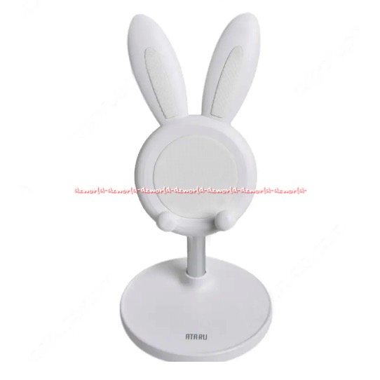 Ataru Adjustable Phone Stand Bunny White Pink Tatakan Handphone Hp Smartphone lubang Kabel Model Kelinci Standing Phone Smart Phone