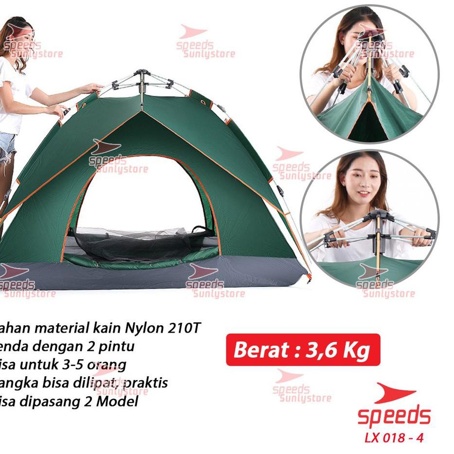 ☛oz❁IOP53 Tenda Camping Tenda Kemah Speeds 4 Orang Lipat Portable Tipe Pyramid Import Original Speed
