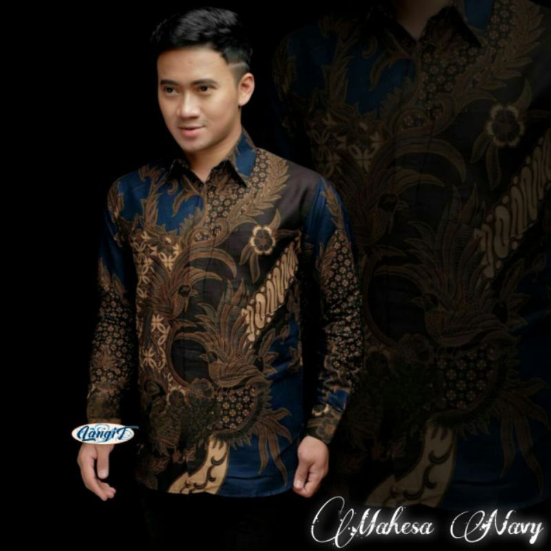 KEMEJA BATIK PRIA LENGAN PANJANG HITAM MANIS M L XL XXL