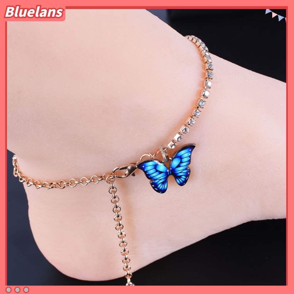 Gelang Kaki Liontin Butterfly Warna-Warni Bahan Alloy Untuk Wanita