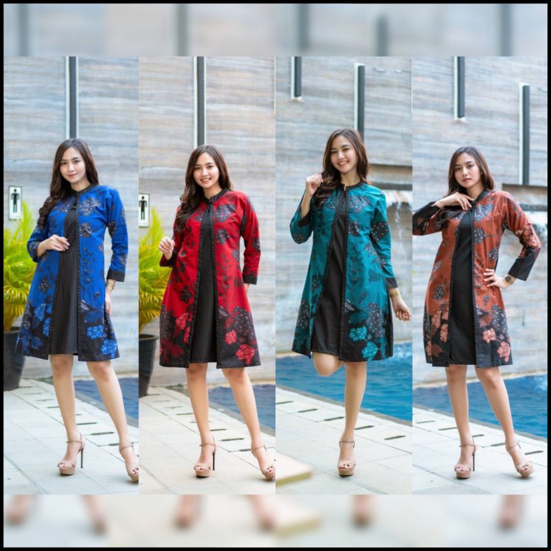 Aksara Batik Tunik Kombinasi Toyobo Premium Murah Mirea Size S M L XL XXL Original Batik Pekalongan