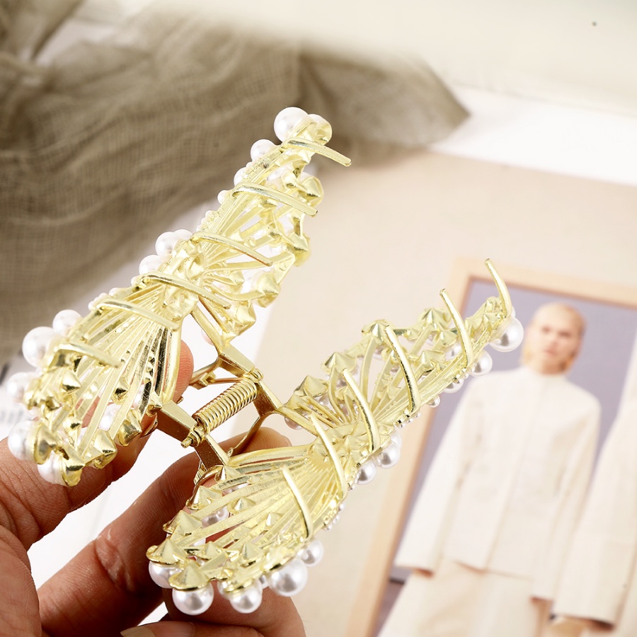 Jepit Rambut Ponytail Desain Bunga Aksen Mutiara Berlian Imitasi Bahan Alloy Gaya Korea Untuk Wanita