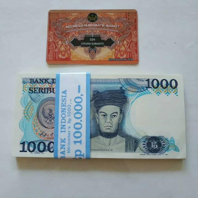 Uang Kuno Indonesia 1000 Rupiah sisingamangaraja th 1987 Bundle