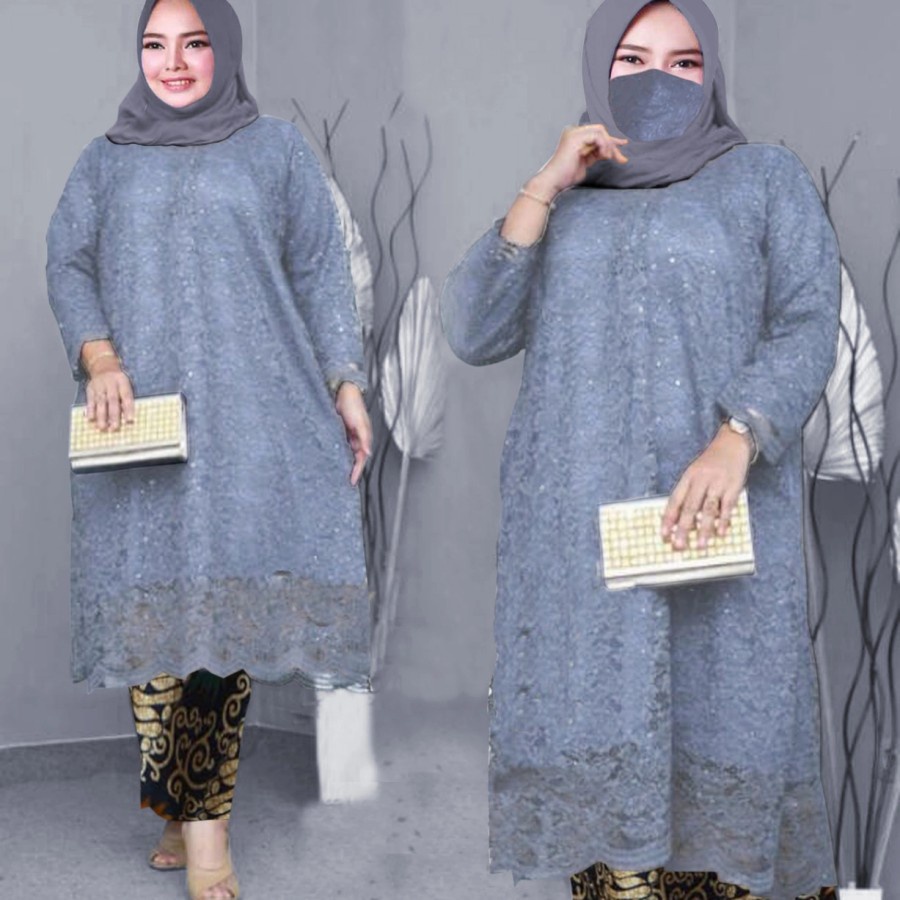 PROMO SETELAN Kebaya Brukat/KEBAYA tunik Modern/kebaya tunik / Set Kebaya Bianca / Kebaya Rinjani / Kebaya Brokat / Kebaya Pesta / Fashion Wanita / Big Size / Kebaya Size Jumbo M L XL XXL 3XL 4XL 5XL