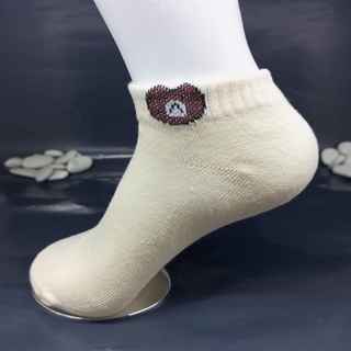 ⭐𝐈𝐇𝐒 𝟎𝟔𝟑⭐️Kaos Kaki Pria Wanita Motif Beruang Kaos Kaki Semata Ankle Socks-11 Krim Muda
