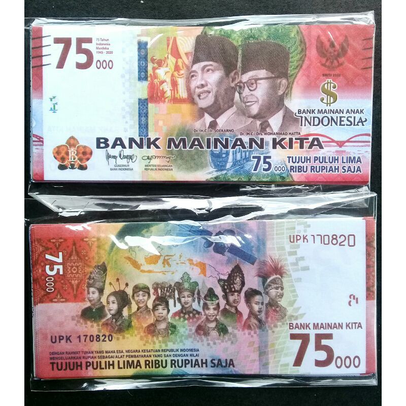 1Pak Uang Mainan Seri Terbaru Rp75.000