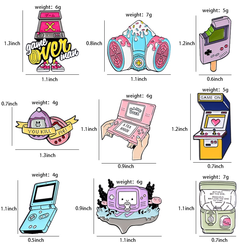 Bros Pin Enamel Desain Game Console Warna Pink Ungu Nostalgia Gashapon Untuk Pakaian