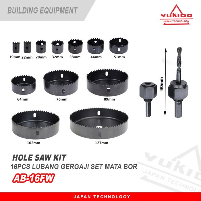 PROMO yukido Holesaw Hole Saw Kit Set 16pcs Mata Bor Kayu 19mm - 127mm - HOLESAW 6PCS