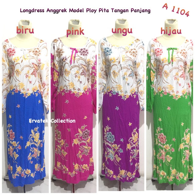 LONGDRESS ANGGREK A 1104 PLOY PITA TANGAN PANJANG BAJU TIDUR DASTER MUSLIM BATIK KATUN HALUS