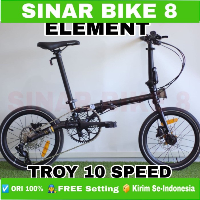 Sepeda Lipat Ukuran 16 Inch ELEMENT TROY 10 Speed Chromoly Hidrolik