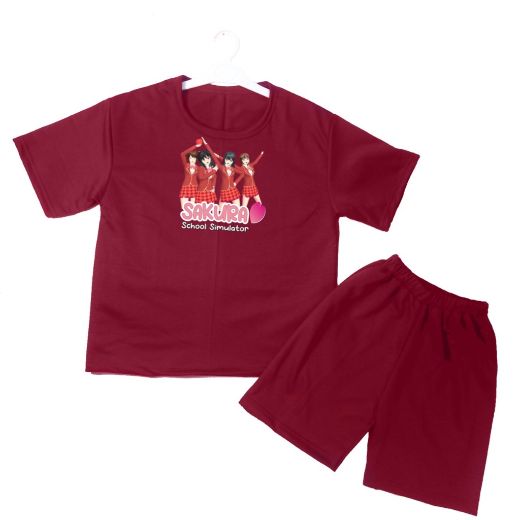 Setelan Kaos Oblong Anak Sakura School 02 Celana Pendek/Kaos Anak-anak