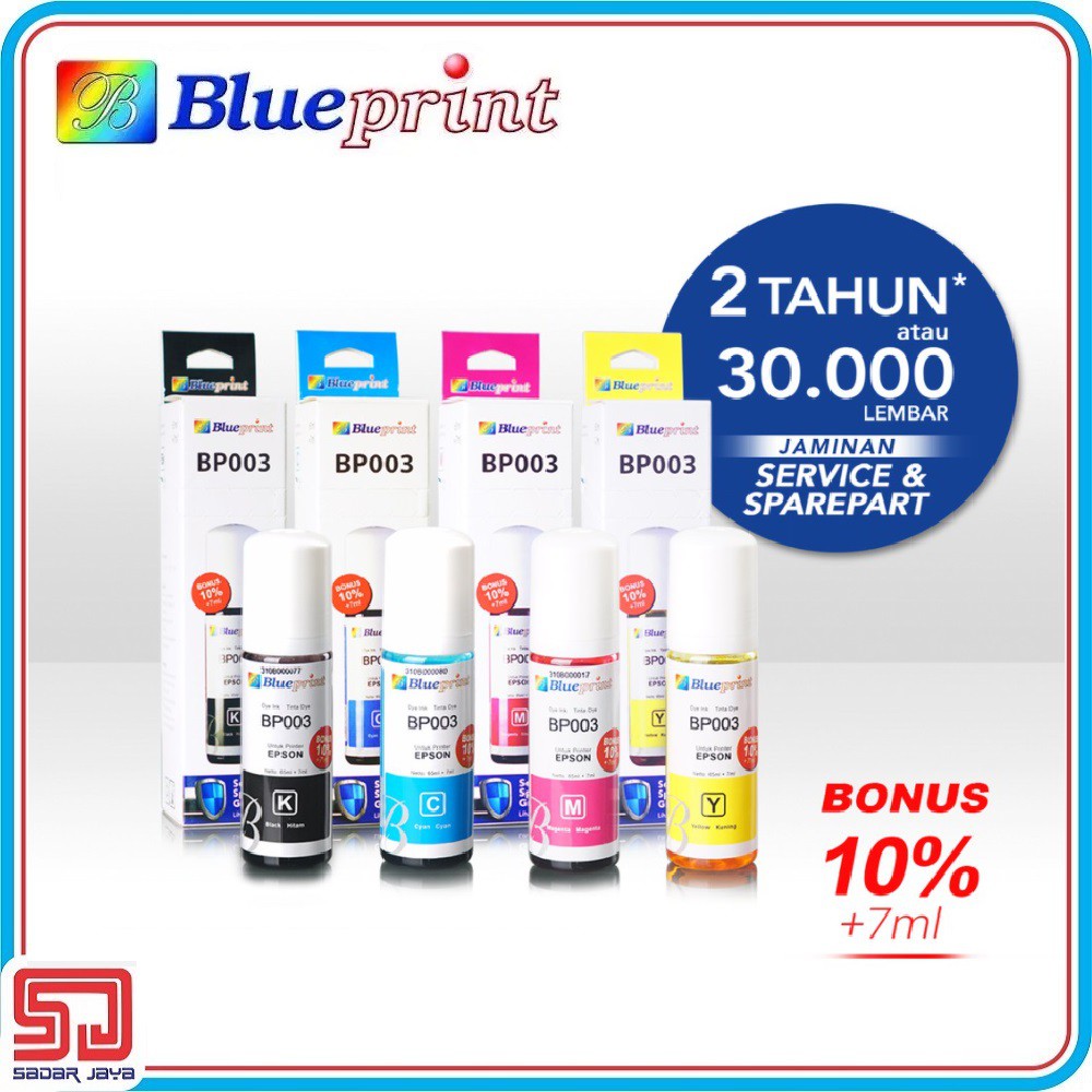 Blueprint Tinta Epson 72ml for Tinta Printer Epson 003 Black Cyan Magenta Yellow L1110 L3110 L5190