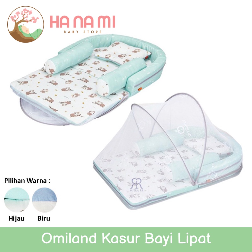 Omiland Kasur Bayi Lipat Bumper + Kelambu