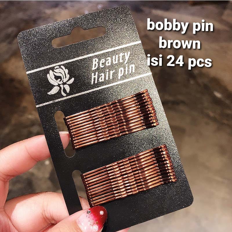 BOBBY PIN GOLD GOLDEN EMAS BROWN ISI 24 PCS / JEPIT RAMBUT WANITA / AKSESORIS IMPOR KOREA