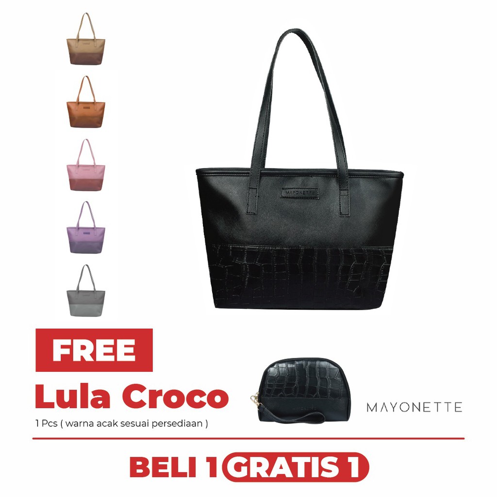 MAYONETTE Goldie Croco Tote Bag - Tas Wanita Tas Bahu Wanita Tas Fashion Wanita Free Lula Croco B1G1