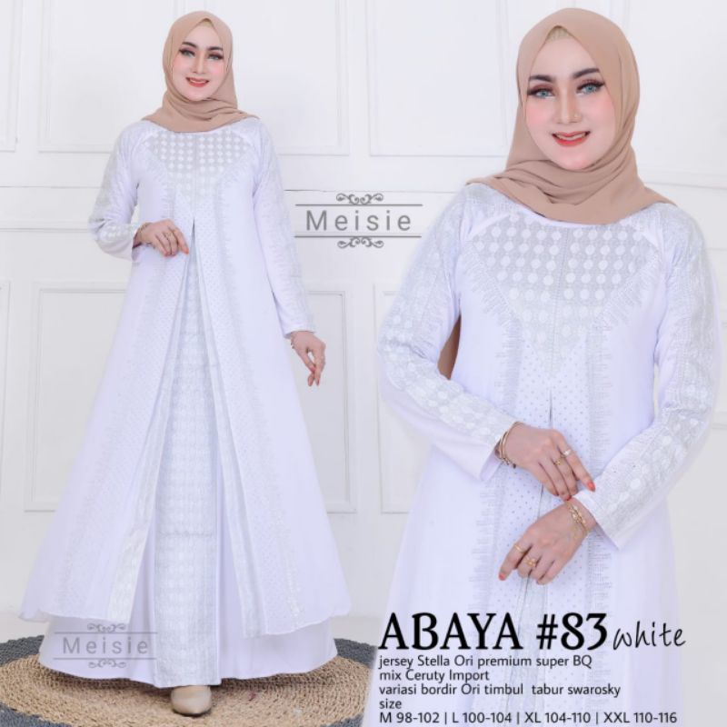 Dress Gamis Muslim Rabbani Turkey Gamis Syar i ASDF Warna Putih Bordir Size M L XL XXL BAju Muslim W