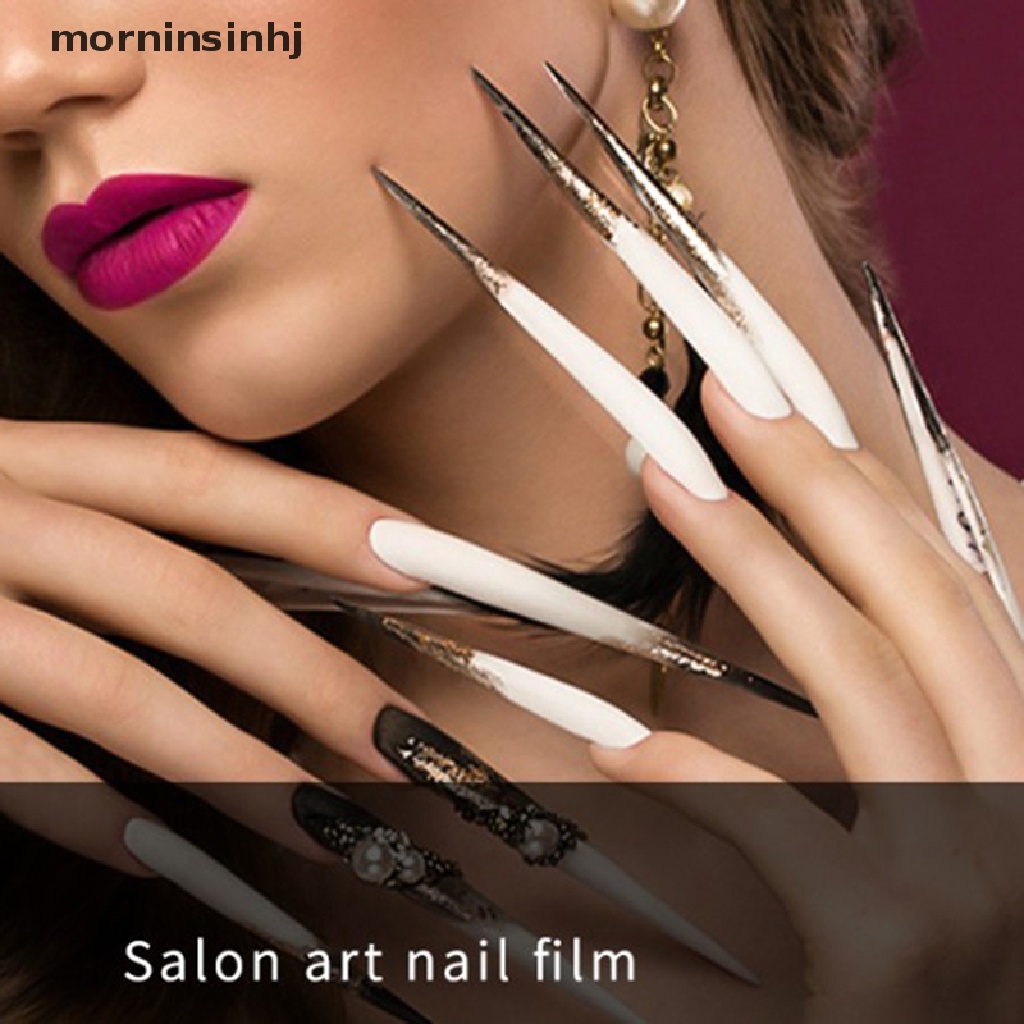 Mornin 10pcs Kuku Palsu Panjang Stiletto Untuk Nail Art