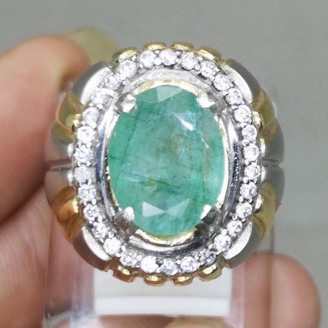 Cincin Batu Akik Asli Hijau Zamrud Emerald natural